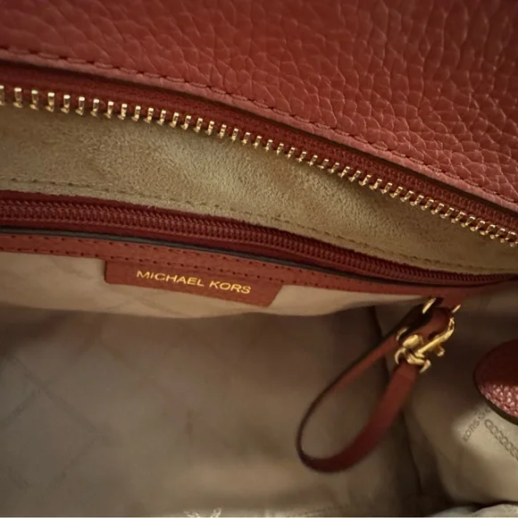 Michael Kors Nouveau Hamilton Large Logo Metallic Stripe Satchel & Dust Bag - Picture 10 of 16